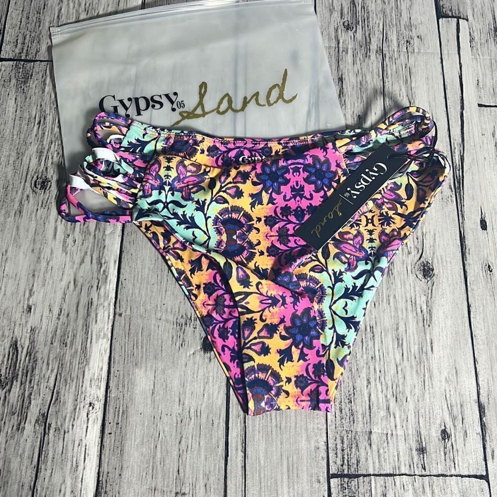 Gypsy Sand Women's Floral Multiple Side Strings Multicolor Bikini Bottom XS